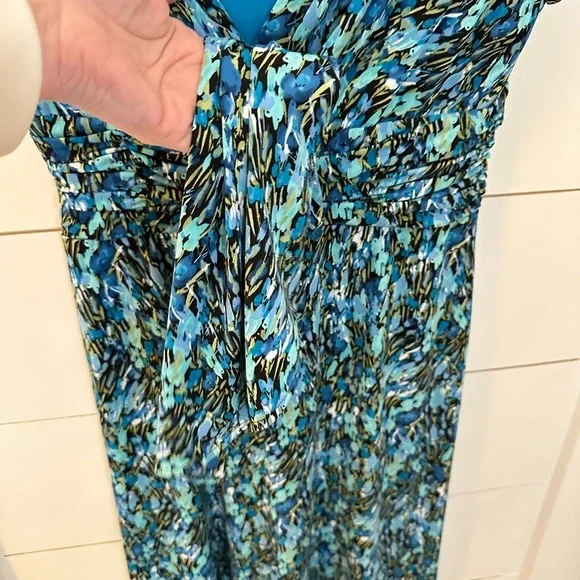 STUDIO 1 8 colorful blue speckled Y2K 90's midi stretch woman poly spandex dress - Picture 6 of 12